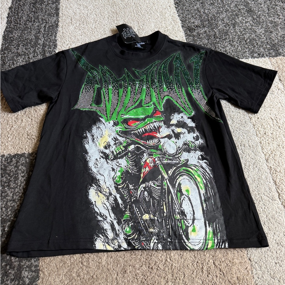 Mixed Emotion Wicked Goblin Black Shirt with Rhinestone - Small